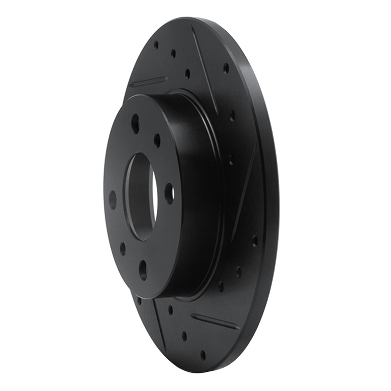 Fiat 500 Brake Rotor (1) - Rear Right - R1 Concepts - Drilled & Slotted - Black - `09-`19